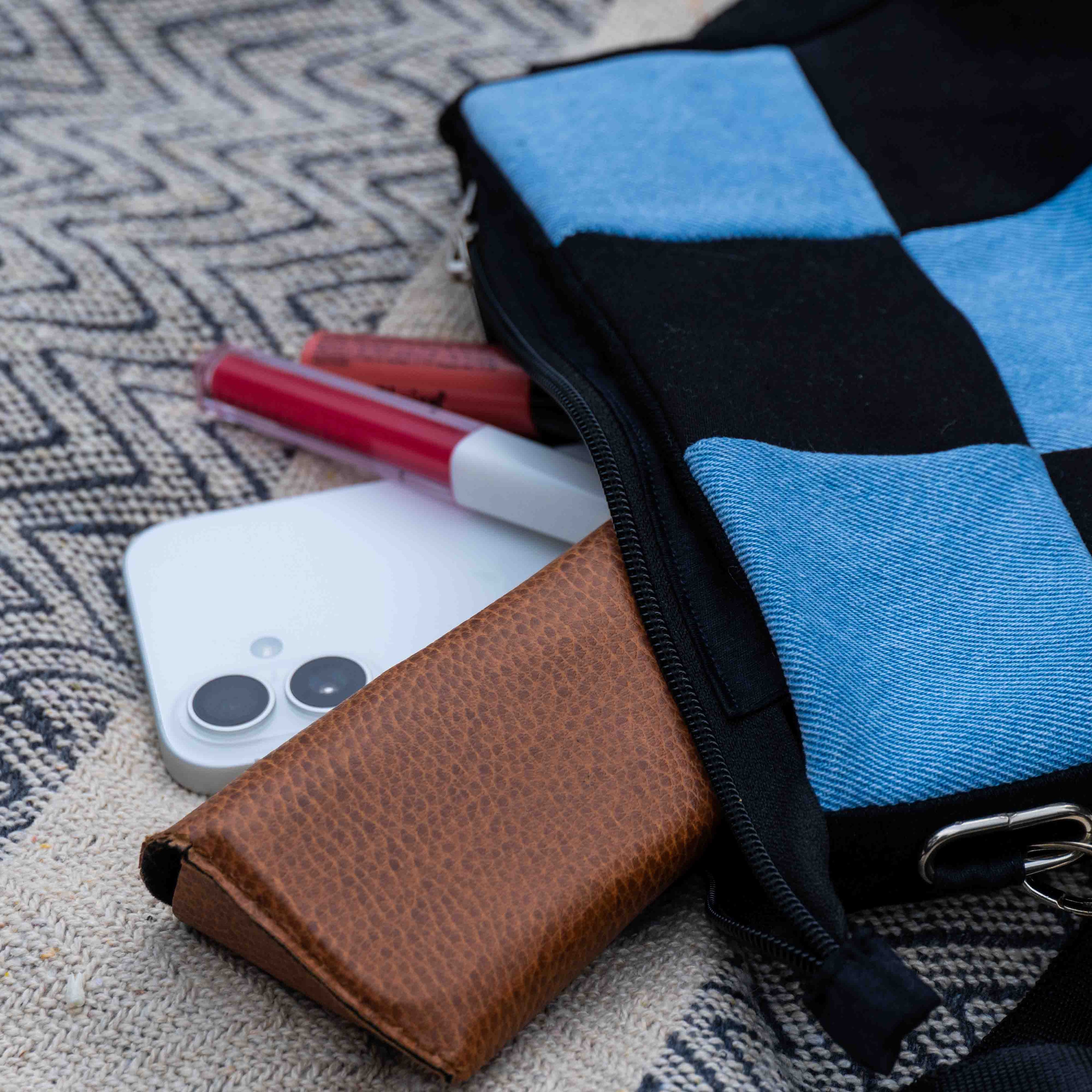 Checkered Denim Sling Bag - Chandigarh First